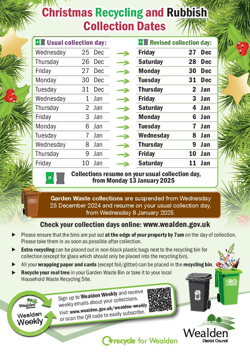 Christmas Collection Dates for Rubbish and Recycling